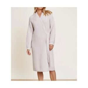 Barefoot Dreams CozyChic Knit Side Tie Ribbed Robe Almond Off White Size XL